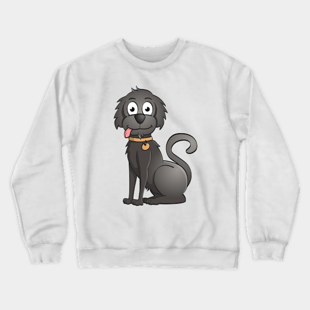 Cartoon style Illustration of a funny black dog. Crewneck Sweatshirt by Stefs-Red-Shop